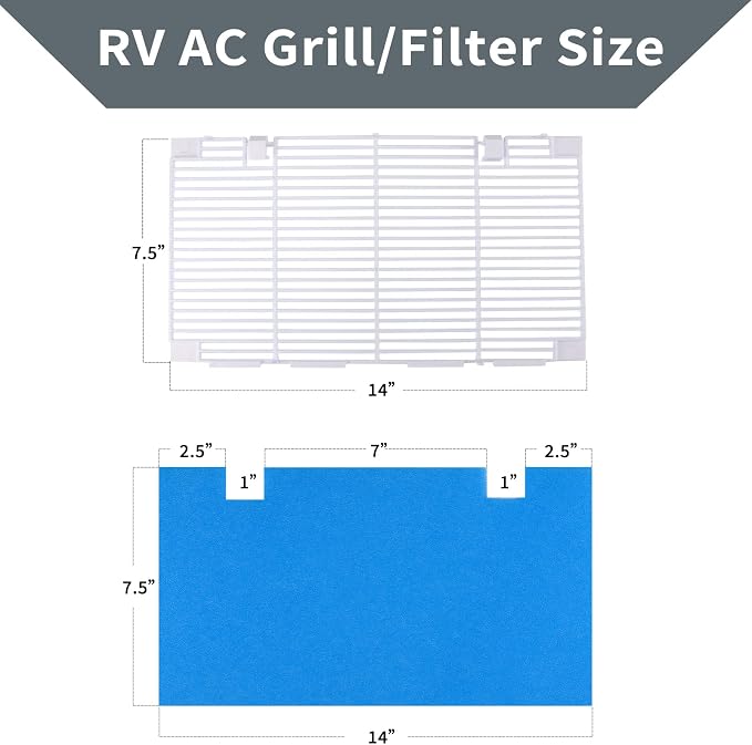 Conditioner Covers Grill Compatible with Dometic 3104928.019 for RV(2 pcs A/C Ducted Grilles and 5 pcs Filter)