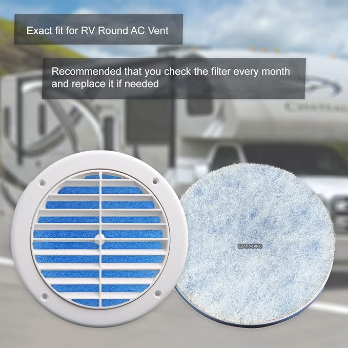 Conditioner Filter - RV 5.25" Round Air Duct AC Filter Replacement MERV 8 Air Filter (8 Pack), alternate product view