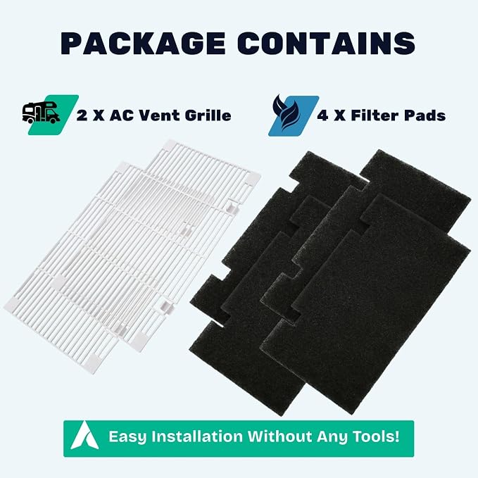 Conditioner Filter, RV AC Cover Replacement for Dometic 3104928.019, RV A/C Cover with Filters for Motorhome, Van