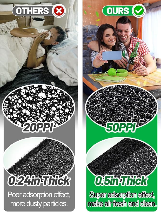 Conditioner Replacement Filters - Black 50PPI Filter for Most RV A/C Accessories, alternate product view 2