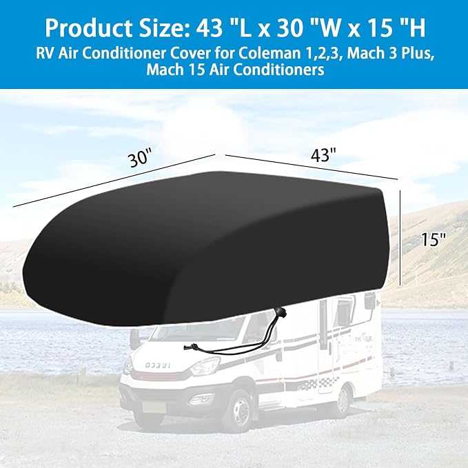 RV Camper Air Conditioner Cover Trailer AC Covers for RV Roof Unit, 600D Oxford Cloth Fits RecPro, FOGATTI 16K
