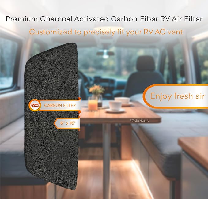 RV Charcoal Activated Carbon Fiber Air Conditioner Filter - Air Duct AC Carbon Filter Replacement for RV AC Vent (2 Pack