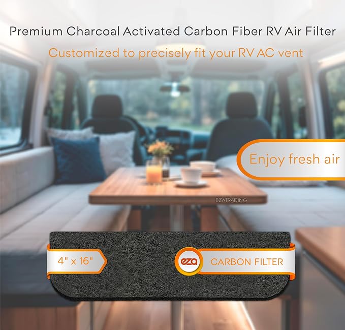 RV Charcoal Activated Carbon Fiber Air Conditioner Filter - Air Duct AC Carbon Filter Replacement for RV AC Vent (4 Pack