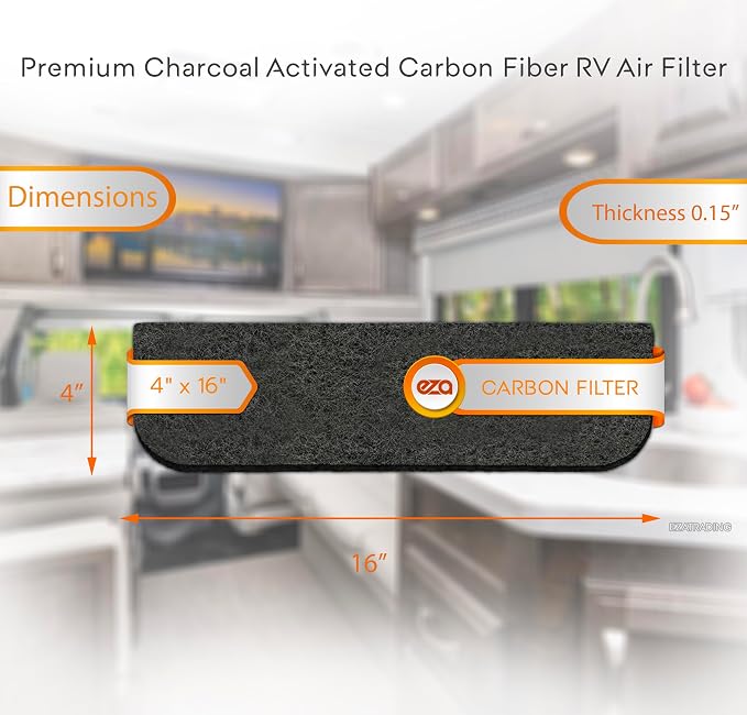 RV Charcoal Activated Carbon Fiber Air Conditioner Filter - Air Duct AC Carbon Filter Replacement for RV AC Vent (4 Pack