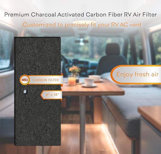 RV Charcoal Activated Carbon Fiber Air Conditioner Filter - Air Duct AC Carbon Filter Replacement for RV AC Vent (2 Pack