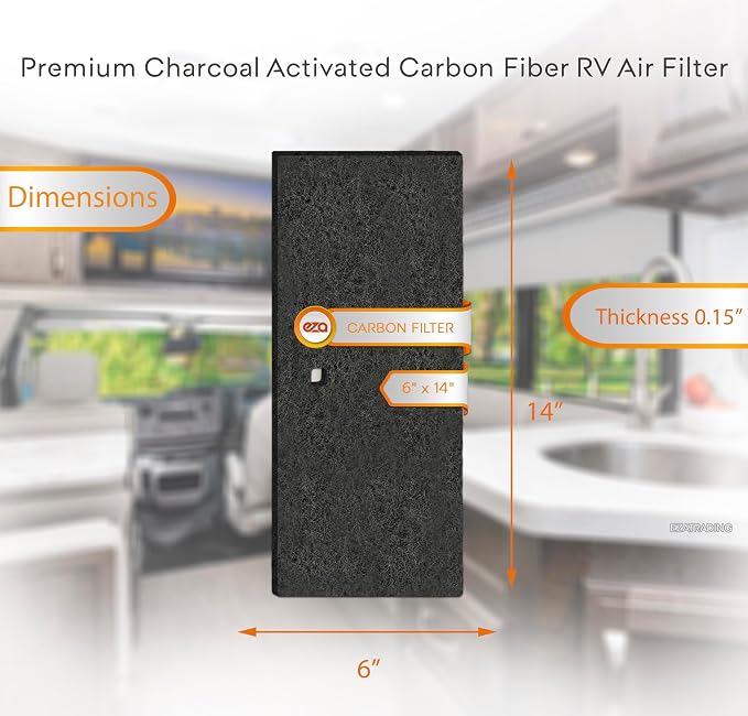 RV Charcoal Activated Carbon Fiber Air Conditioner Filter - Air Duct AC Carbon Filter Replacement for RV AC Vent (2 Pack