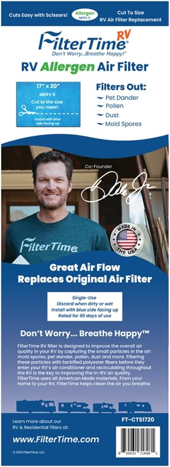 RV, Cut To Size Filter, 17"x20" Cut To Fit AC Filter Replacement, MERV 6 Replaces Original Standard Air Filter, Made