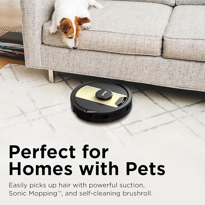 RV2410WD IQ 2-in-1 Robot Vacuum and Mop with Row-by-Row Cleaning, Perfect for Pet Hair, Compatible with Alexa, Black/Bronze