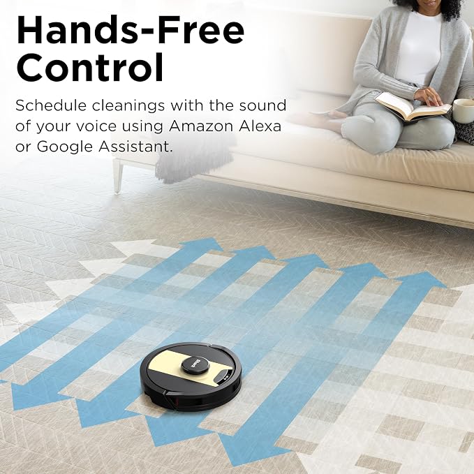 RV2410WD IQ 2-in-1 Robot Vacuum and Mop with Row-by-Row Cleaning, Perfect for Pet Hair, Compatible with Alexa, Black/Bronze