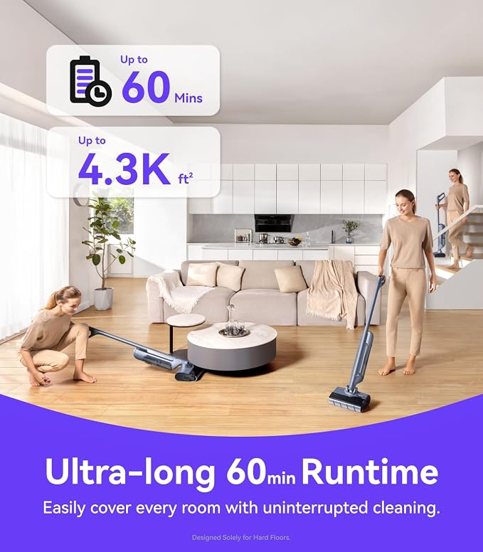 S20 Pro Cordless Vacuum Mop with Self-Cleaning, Wet Dry Vacuum Cleaner for Hard Floors, Ideal for Families with Kids and
