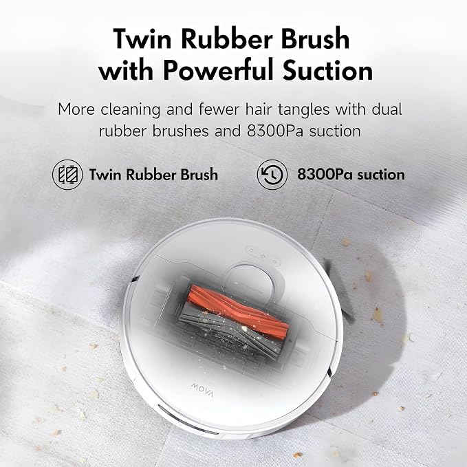 S20 Ultra Robot Vacuum and Mop Combo with Dual Roller Brush, 8300Pa Suction, 140°F Hot Water Mop Self-Washing & Drying