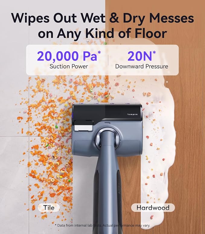 S30 Pro Wet Dry Vacuum Cleaner with 20000Pa Suction, Cordless Vacuum Mop for Hard Floors, Tangle-Free Hair-Cutting, 180° Lie