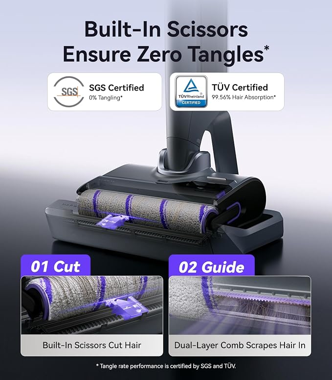 S30 Pro Wet Dry Vacuum Cleaner with 20000Pa Suction, Cordless Vacuum Mop for Hard Floors, Tangle-Free Hair-Cutting, 180° Lie