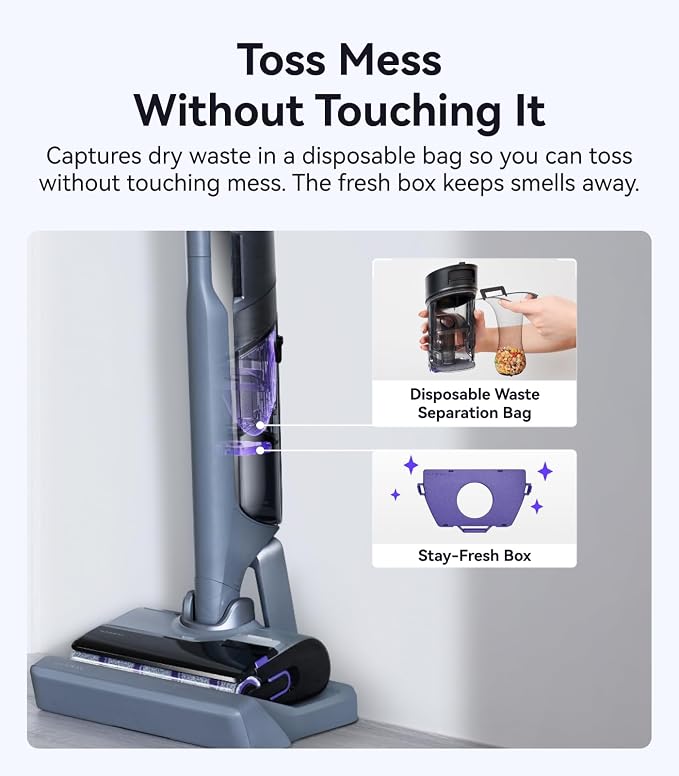 S30 Pro Wet Dry Vacuum Cleaner with 20000Pa Suction, Cordless Vacuum Mop for Hard Floors, Tangle-Free Hair-Cutting, 180° Lie
