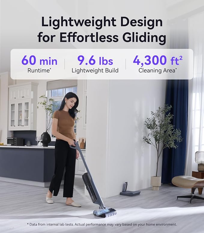 S30 Pro Wet Dry Vacuum Cleaner with 20000Pa Suction, Cordless Vacuum Mop for Hard Floors, Tangle-Free Hair-Cutting, 180° Lie