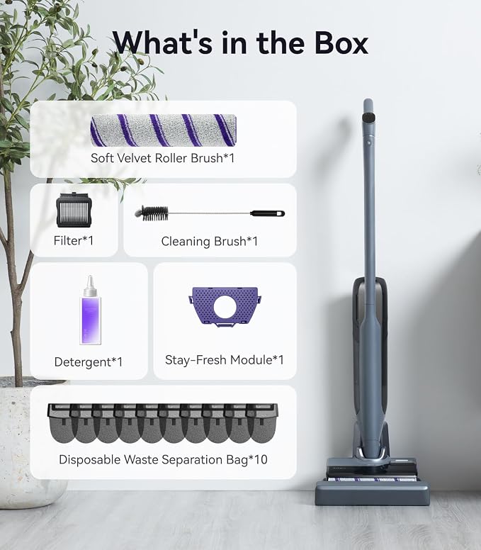 S30 Pro Wet Dry Vacuum Cleaner with 20000Pa Suction, Cordless Vacuum Mop for Hard Floors, Tangle-Free Hair-Cutting, 180° Lie