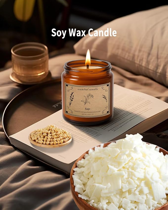 Sage Candles for Cleansing, 16oz Large Jar White Scented Candle, Over 100 Hours of Burn Time, alternate product view 3