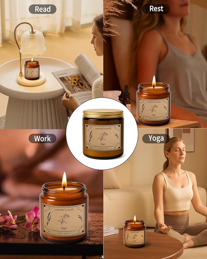Sage Candles for Cleansing, 16oz Large Jar White Scented Candle, Over 100 Hours of Burn Time, alternate product view 5