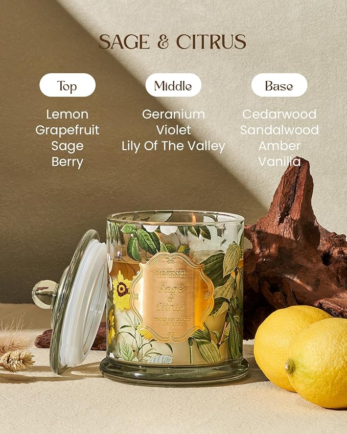 Sage Citrus Soy Candles, Natural Organic 2 Wick 12.7oz 75H Long Lasting Slow Burning, alternate product view 2