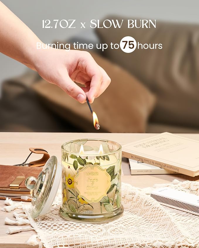 Sage Citrus Soy Candles, Natural Organic 2 Wick 12.7oz 75H Long Lasting Slow Burning, alternate product view 7