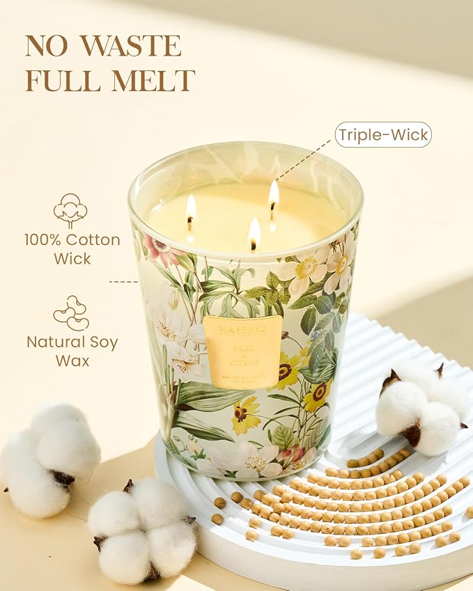 Sage Citrus Soy Large Candles, 3-Wick 35oz 150H Long Lasting, Aromatherapy Candle for Kitchen Freshness New Year