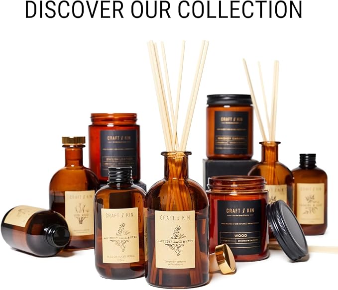 Sage, Orange Blossom & Lotus Reed Diffuser | All Natural Essential Oil & 8 Rattan Scent Sticks | Reed Diffusers for Home