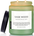 Sage Wood Scented Candle, 19.4oz 110 Hours Long Lasting Clean made from natural materials All Natural Soy Wax Candle for