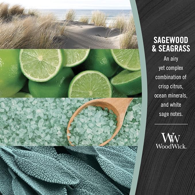 Sagewood & Seagrass Gifts for Women and Men, 9.7 oz Medium Hourglass Candle with Crackling Wick, alternate product view 4