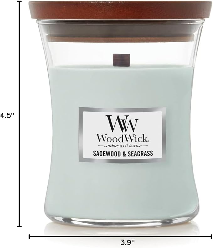Sagewood & Seagrass Gifts for Women and Men, 9.7 oz Medium Hourglass Candle with Crackling Wick, alternate product view 8