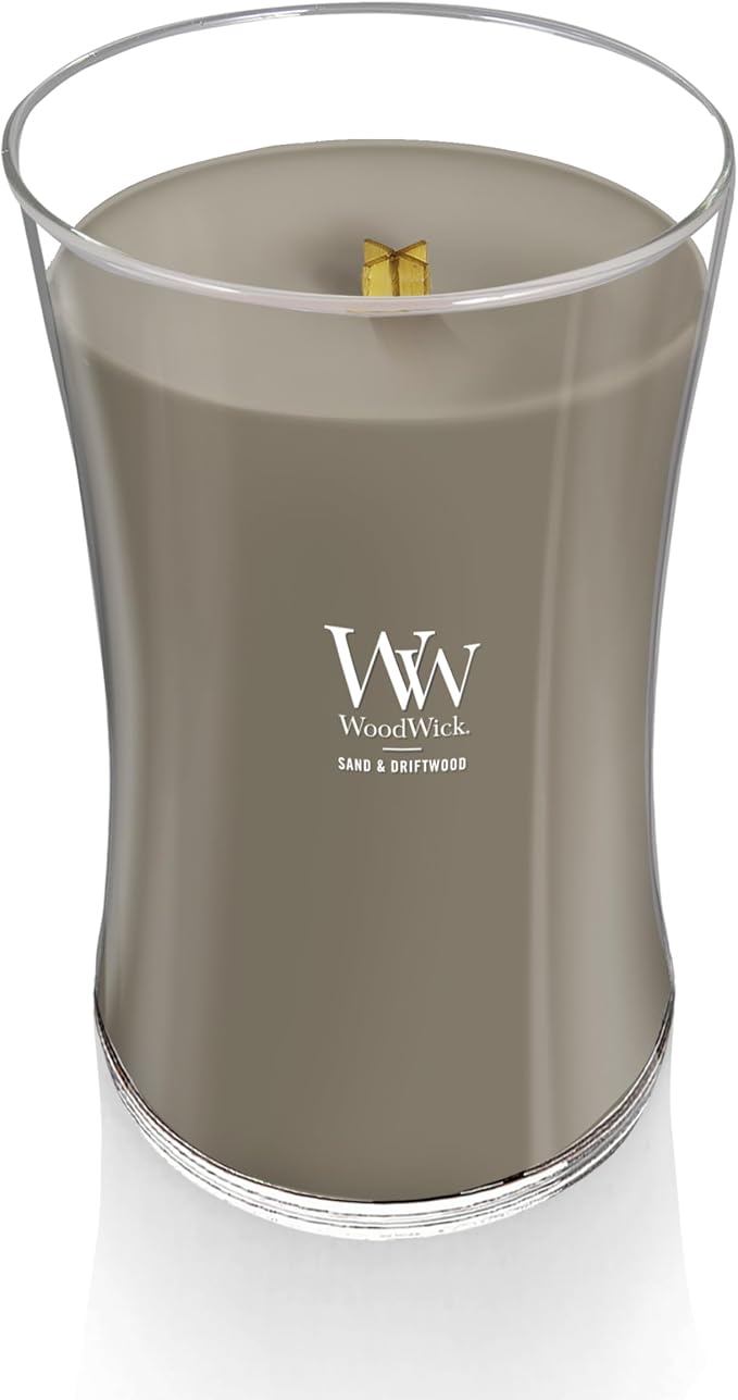 Sand & Driftwood Gifts for Women and Men, 21.5 oz Large Hourglass Candle with Crackling Wick, alternate product view 3