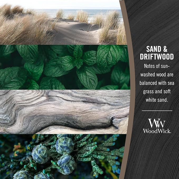 Sand & Driftwood Gifts for Women and Men, 21.5 oz Large Hourglass Candle with Crackling Wick, alternate product view 4