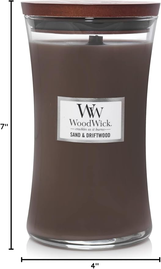 Sand & Driftwood Gifts for Women and Men, 21.5 oz Large Hourglass Candle with Crackling Wick, alternate product view 6