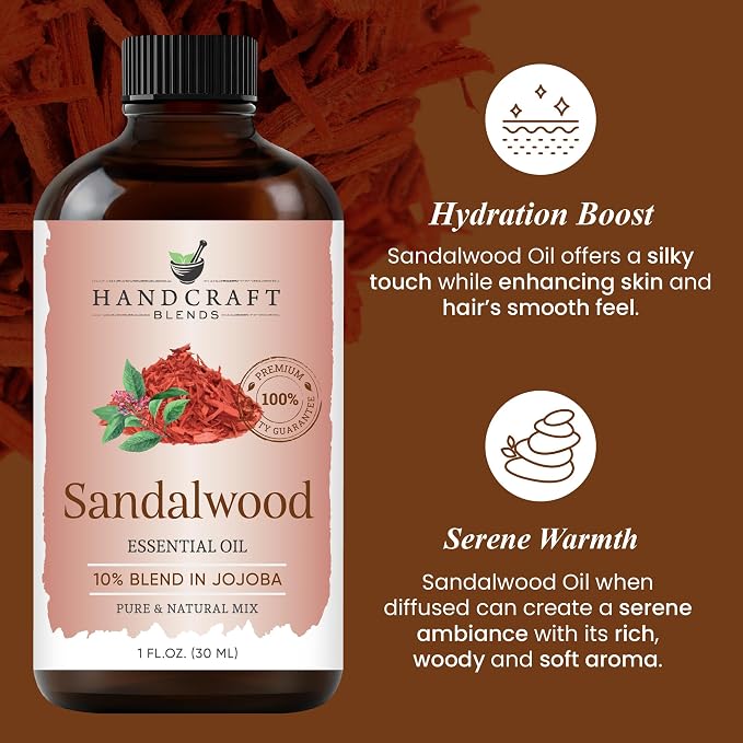 Sandalwood Essential Oil – 1 Fl Oz – Pure and Natural – Premium Grade Essential Oil for Diffuser and Aromatherapy, Skin