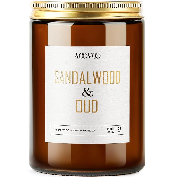 Sandalwood Oud Candle - Large Scented Candles 22oz, Soy Candles, Aromatherapy Candle, Soy Wax Candle, product image