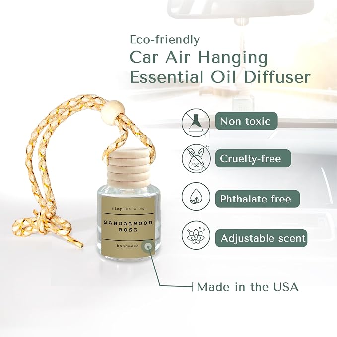 Sandalwood Rose Car Air Hanging Essential Oil, Car Air Freshener Diffuser, Long Lasting Essential Oils, alternate product