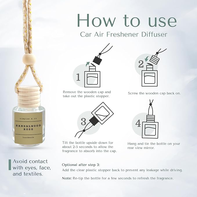 Sandalwood Rose Car Air Hanging Essential Oil, Car Air Freshener Diffuser, Long Lasting Essential Oils, alternate product