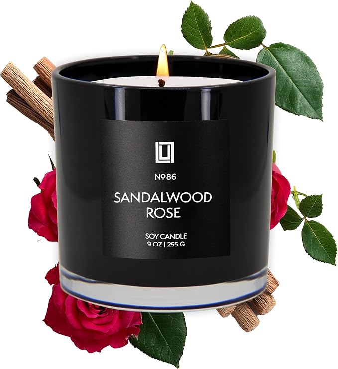| Sandalwood Rose | Luxury Scented Soy Jar Candle | Hand Poured in The USA | Highly Scented & Long Lasting (9, product image