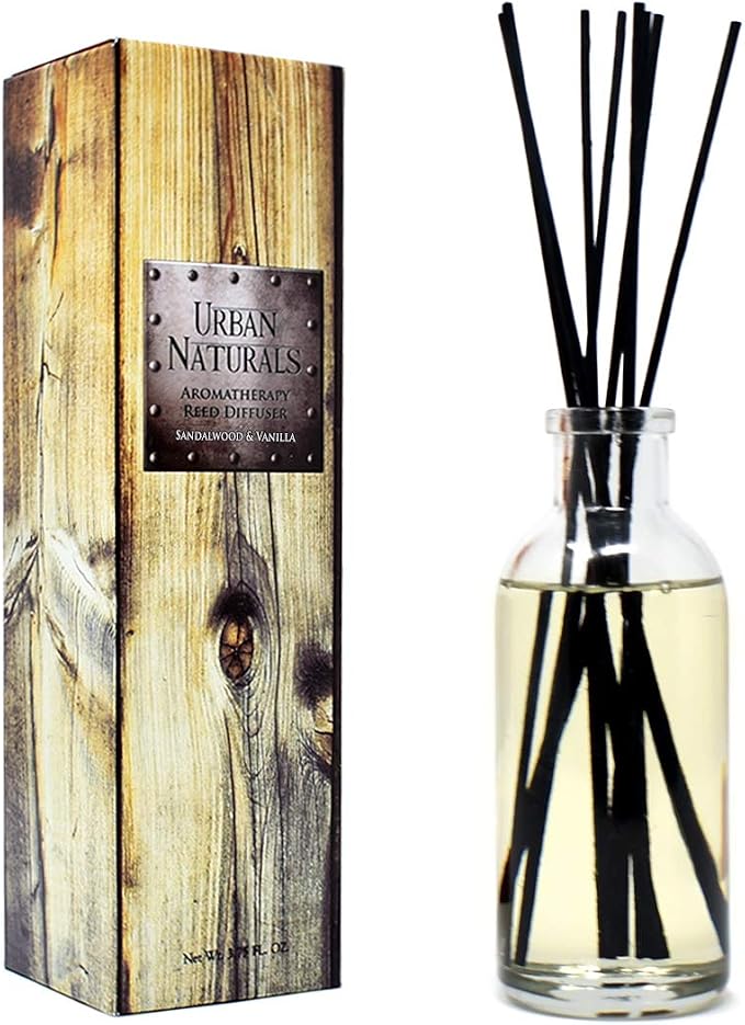 Sandalwood & Vanilla Reed Diffuser Oil Gift Set | Tahitian Vanilla intermeshes & Desert Sandalwood Mingle to Create a