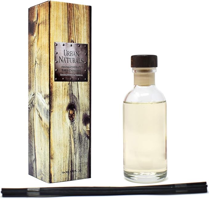 Sandalwood & Vanilla Reed Diffuser Oil Gift Set | Tahitian Vanilla intermeshes & Desert Sandalwood Mingle to Create a