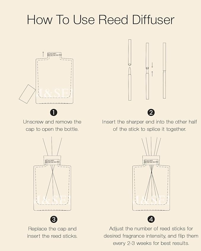 Sandalwood & Vanilla Reed Diffuser Set - 16.9 fl oz Long-Lasting Scent, made from natural materials Essential Oil Diffuser