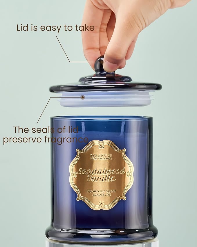 Sandalwood Vanilla Soy Candle for Home, Natural Organic 12.7oz 75H Long Lasting Jar Candle, alternate product view 3