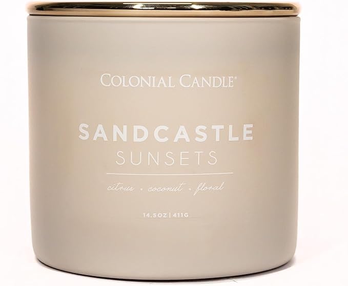 Sandcastle Sunset Scented Jar Candle, Pop of Color Collection, 3 Wick, Green, 14.5 oz - Up to 60 Hours Burn, product image