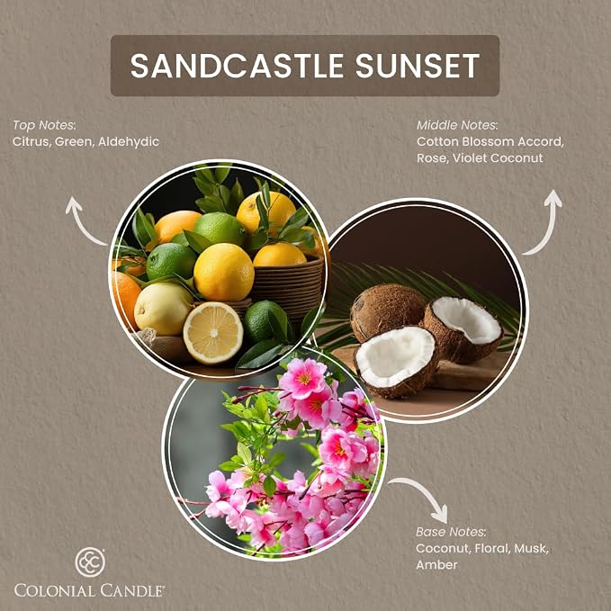 Sandcastle Sunset Scented Jar Candle, Pop of Color Collection, 3 Wick, Green, 14.5 oz - Up to 60 Hours Burn, alternate