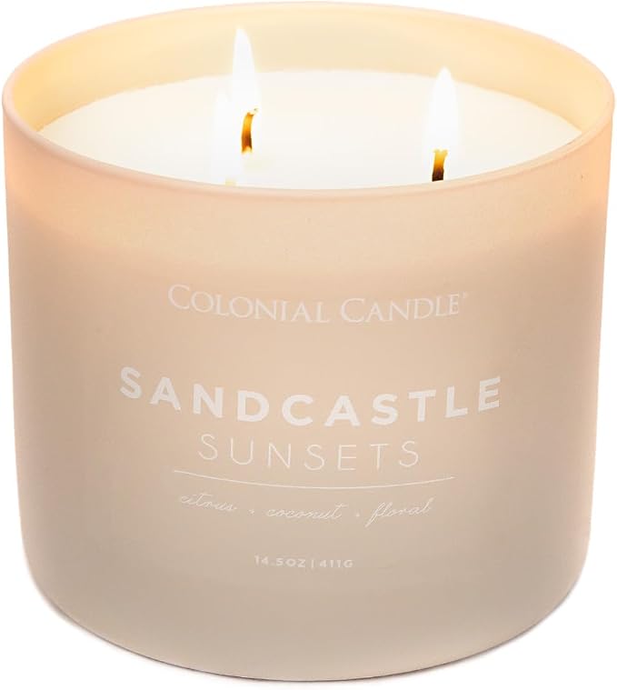 Sandcastle Sunset Scented Jar Candle, Pop of Color Collection, 3 Wick, Green, 14.5 oz - Up to 60 Hours Burn, alternate