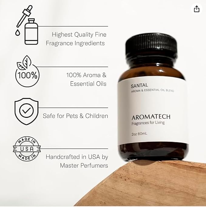 Santal Aroma Essential Oil Blend: Luxury Hotel Inspired Aromatherapy with Amber, Vanilla, alternate product view 3