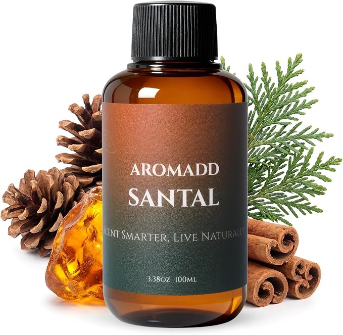 Santal Diffuser Oil Inspired by Luxury Hotel Scent, Essential Oils for Waterless Diffuser, Warm Sandalwood & Amber Aroma