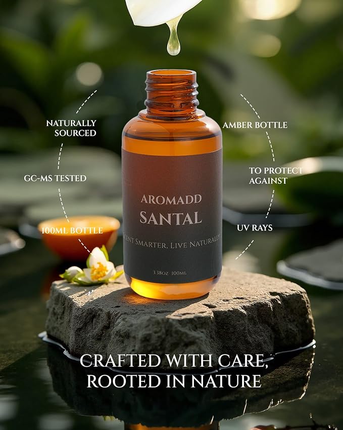 Santal Diffuser Oil Inspired by Luxury Hotel Scent, Essential Oils for Waterless Diffuser, Warm Sandalwood & Amber Aroma