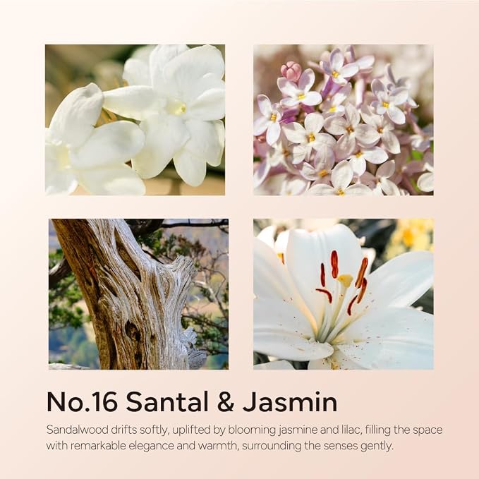 Santal & Jasmine Luxury Scented Candles, 9oz Soy Wax Candles for Home Scented, Jasmine, Sandalwood, Lilac Scent, Long Burning