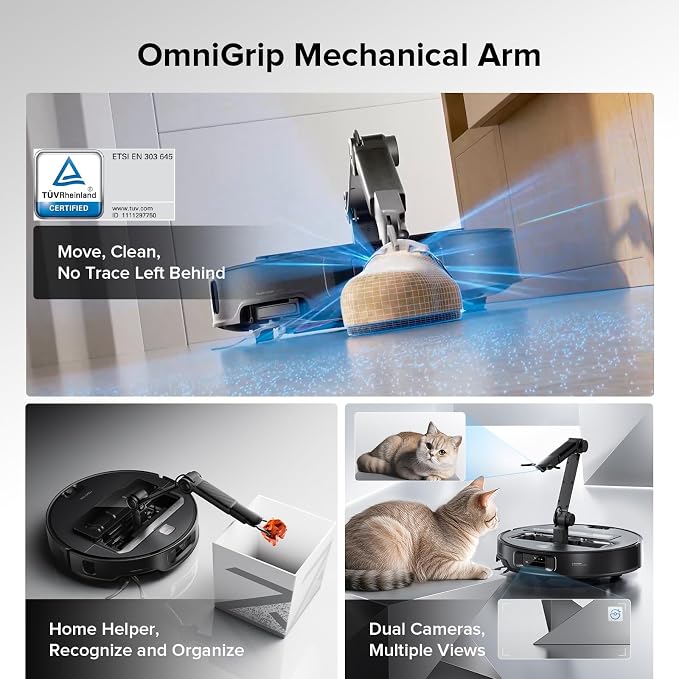 Saros Z70 Robot Vacuum and Mop, OmniGrip Arm, AI-Powered, 22,000Pa Suction, 3.14’’ Ultra, FlexiArm Riser Technology