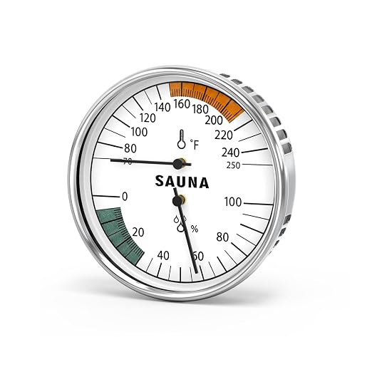 Sauna 2 in 1 Fahrenheit Thermometer and Hygrometer, Stainless Steel Thermometer Gauge, 70-250°F, 0-100% RH for Sauna Room
